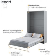 Trianova Postelja v omari Lenart - Concept Pro 02 - 120x200 cm - siva