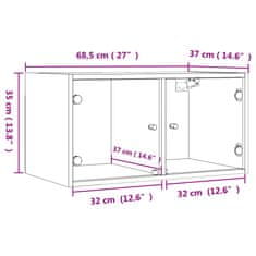 Vidaxl Stenska omarica s steklenimi vrati sonoma hrast 68,5x37x35 cm