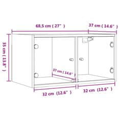 Vidaxl Stenska omarica s steklenimi vrati siva sonoma 68,5x37x35 cm