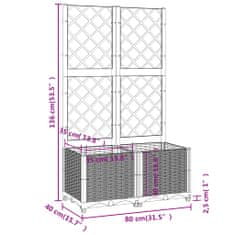 Vidaxl Cvetlično korito z oporno mrežo rjavo 80x40x136 cm PP