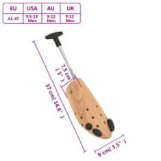 Vidaxl Raztegovalnik za čevlje EU 43-47 trdna bukovina