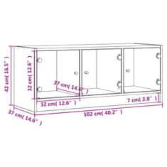 Vidaxl TV omarica s steklenimi vrati betonsko siva 102x37x42 cm