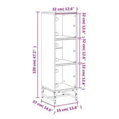 Vidaxl Visoka omara s steklenimi vrati siva sonoma 35x37x120 cm