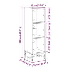 Vidaxl Visoka omara s steklenimi vrati dimljeni hrast 35x37x120 cm