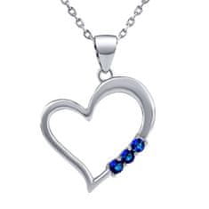 Silvego Srebrna ogrlica SRCE z obeskom v obliki srca z modrim cirkonijem Swarovski SILVEGO11580NB