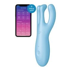 Satisfyer Stimulator klitorisa z aplikacijo Satisfyer Threesome 4, moder