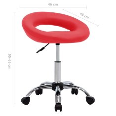 Vidaxl Vrtljiv delovni stol rdeče umetno usnje