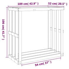 Vidaxl Zunanje držalo za polena voščeno rjavo 109x52x106 cm borovina