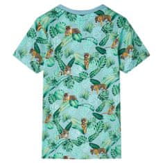 Vidaxl Otroška majica s kratkimi rokavi svetlo zelena melange 104