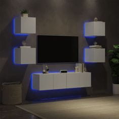 Vidaxl Komplet TV omaric LED 6-delni bel inženirski les