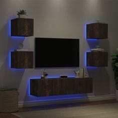 Vidaxl Komplet TV omaric LED 6-delni dimljeni hrast inženirski les