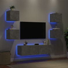 Vidaxl Komplet TV omaric LED 6-delni betonsko siv inženirski les