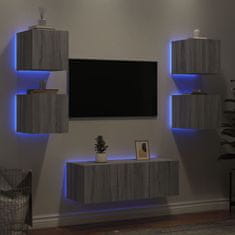 Vidaxl Komplet TV omaric LED 6-delni siva sonoma inženirski les
