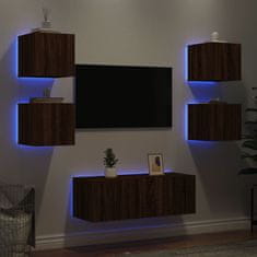 Vidaxl Komplet TV omaric LED 6-delni rjavi hrast inženirski les
