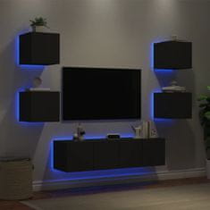 Vidaxl Komplet TV omaric LED 6-delni črn inženirski les