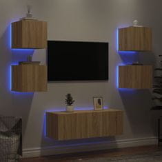 Vidaxl Komplet TV omaric LED 6-delni sonoma hrast inženirski les