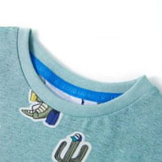 Vidaxl Otroška majica s kratkimi rokavi svetlo zelena melange 104