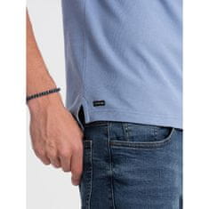 OMBRE Moška polo majica brez ovratnika V3 OM-TSCT-0156 modra MDN124586 S