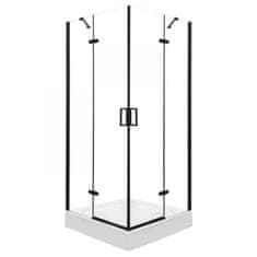 KERRA Kvadratna tuš kabina FLOW črna 90x90, 6mm