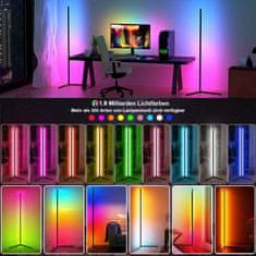 Dexxer LED RGB kotna talna svetilka 132cm APP + daljinski upravljalnik Rainbow 3D