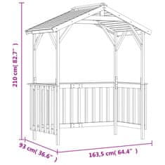 Vidaxl Lopa za žar 163,5x93x210 cm impregnirana borovina