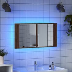 Vidaxl LED kopalniška omarica z ogledalom rjavi hrast 90x12x45 akril