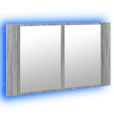 Vidaxl LED kopalniška omarica z ogledalom siva sonoma 80x12x45 cm