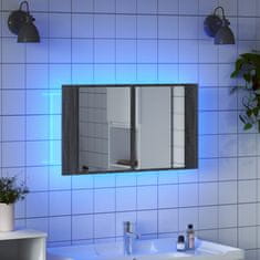 Vidaxl LED kopalniška omarica z ogledalom siva sonoma 80x12x45 cm
