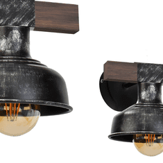 Milagro Stenska svetilka FARO BLACK/WOOD 1xE27 60W