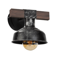 Milagro Stenska svetilka FARO BLACK/WOOD 1xE27 60W