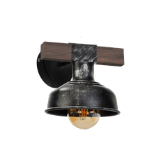 Milagro Stenska svetilka FARO BLACK/WOOD 1xE27 60W