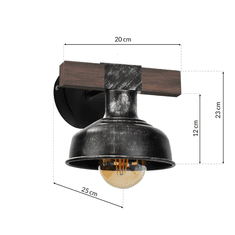 Milagro Stenska svetilka FARO BLACK/WOOD 1xE27 60W