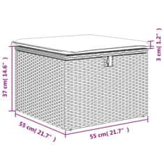 Vidaxl Vrtni stolček z blazino bež 55x55x37 cm poli ratan