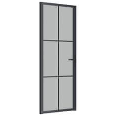 Vidaxl Notranja vrata 76x201,5 cm črno mat steklo in aluminij