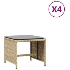 Vidaxl Vrtni stolčki z blazinami 4 kosi bež 41x41x36 cm poli ratan