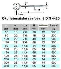 STREFA Oko za lesene odre DIN 4420, 11,8x350mm, ZB varjeno / pakiranje po 50 kosov