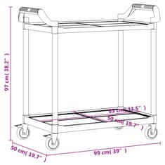 Vidaxl 2-nadstropni voziček črn 99x50x97 cm aluminij