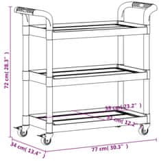 Vidaxl 3-nadstropni voziček siv 77x34x72 cm aluminij