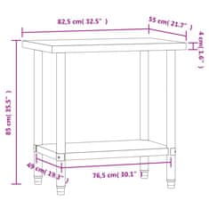 Vidaxl Kuhinjska delovna miza 82,5x55x85 cm nerjaveče jeklo