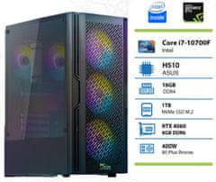 PCplus Storm namizni računalnik, i7-10700F, 16GB, 1TB, RTX4060, DOS (145692)