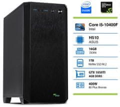 PCplus Storm namizni računalnik, i5-10400F, 16GB, 1TB, GTX1050Ti, DOS (145691)