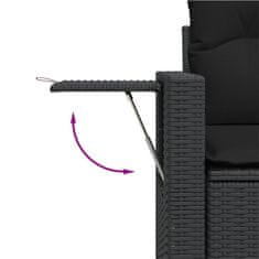 shumee Vrtna sedežna garnitura 8-delna z blazinami črn poli ratan