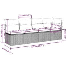Vidaxl Vrtni kavč z blazinami 4-sedežni črn poli ratan