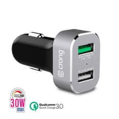 Crong Avto polnilec Crong Power 30W - USB QuickCharge 3.0 + USB 2,4A avto polnilec (aluminij)