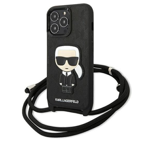 Karl Lagerfeld Karl Lagerfeld Monogram Leather Patch and Cord Iconik - etui za iPhone 13 Pro