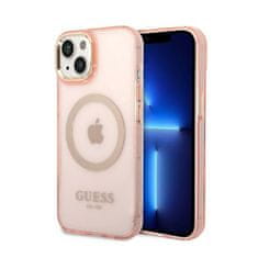 Guess Ohišje Guess Gold Outline Translucent MagSafe - iPhone 14 Plus (roza)