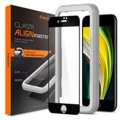 Spigen Spigen Alm Glass FC - Kaljeno steklo za iPhone SE (2022 / 2020) / 8 / 7 (črn okvir)