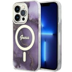 Guess Guess Golden Marble MagSafe - ohišje za iPhone 14 Pro Max (vijolično)