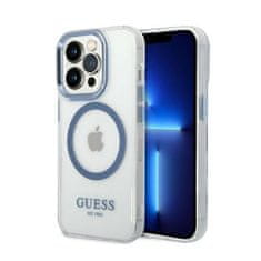 Guess Guess kovinski obrisi Magsafe - ohišje za iPhone 14 Pro (prozorno / modro)