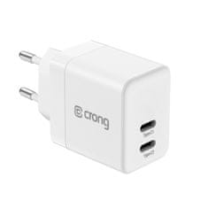 Crong Crong Ultra Compact GaN - Polnilec 2x USB-C 35W PD 3.0 s PPS (bela)